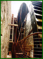 Britains largest working water wheel at the Welsh Slate museum.